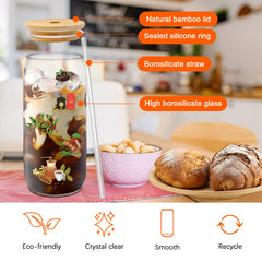 PeacePeo pailles en verre droites et coudées et brosses pour nettoyage facile