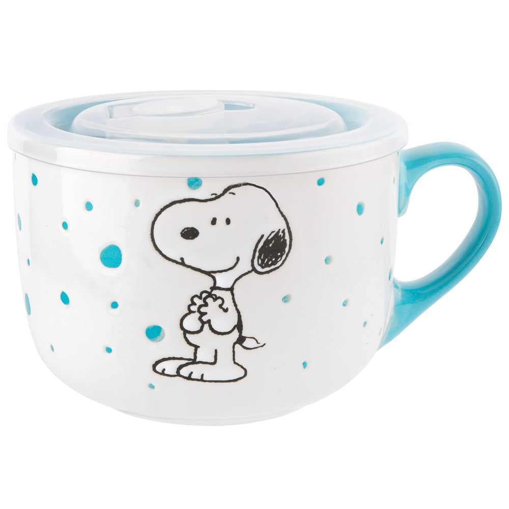 Peanuts bol en usage avec soupe chaude, maintien de la chaleur pratique