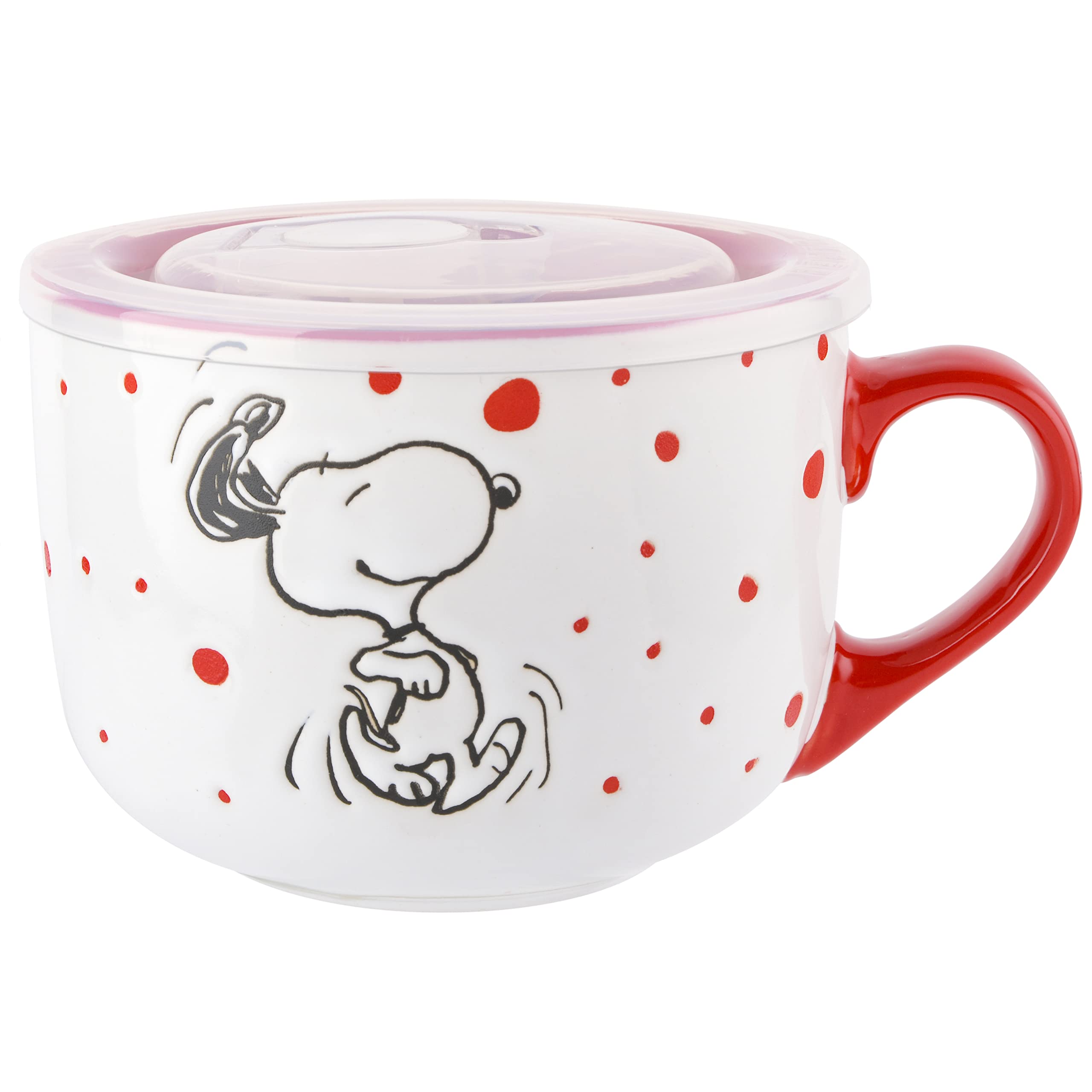 Peanuts comparaison taille à la main, contenance 23 oz visible