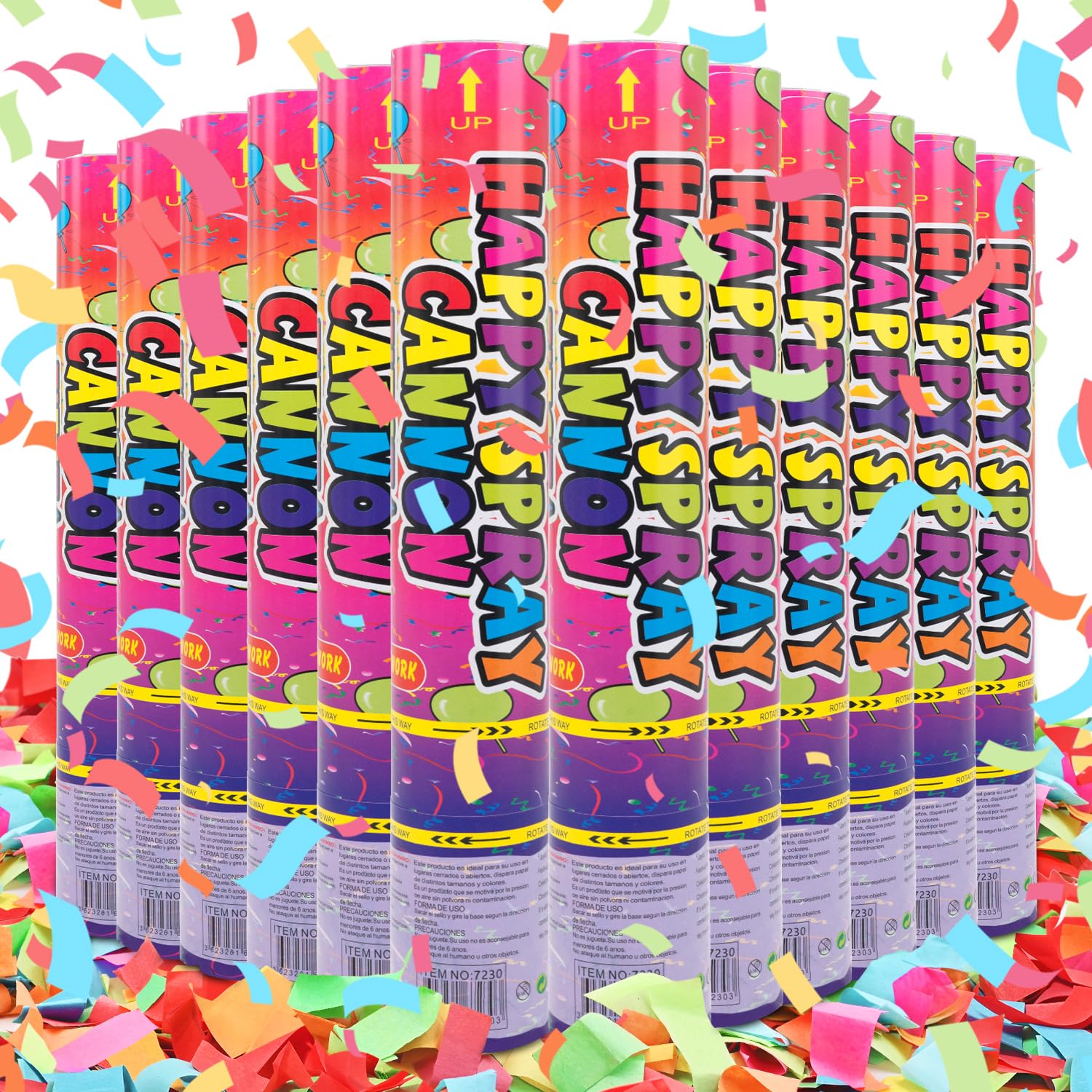 PEMUISE vue avant de l'emballage du pack 12 poppers pour fête, solution pratique