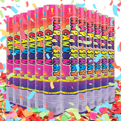 PEMUISE vue avant de l'emballage du pack 12 poppers pour fête, solution pratique