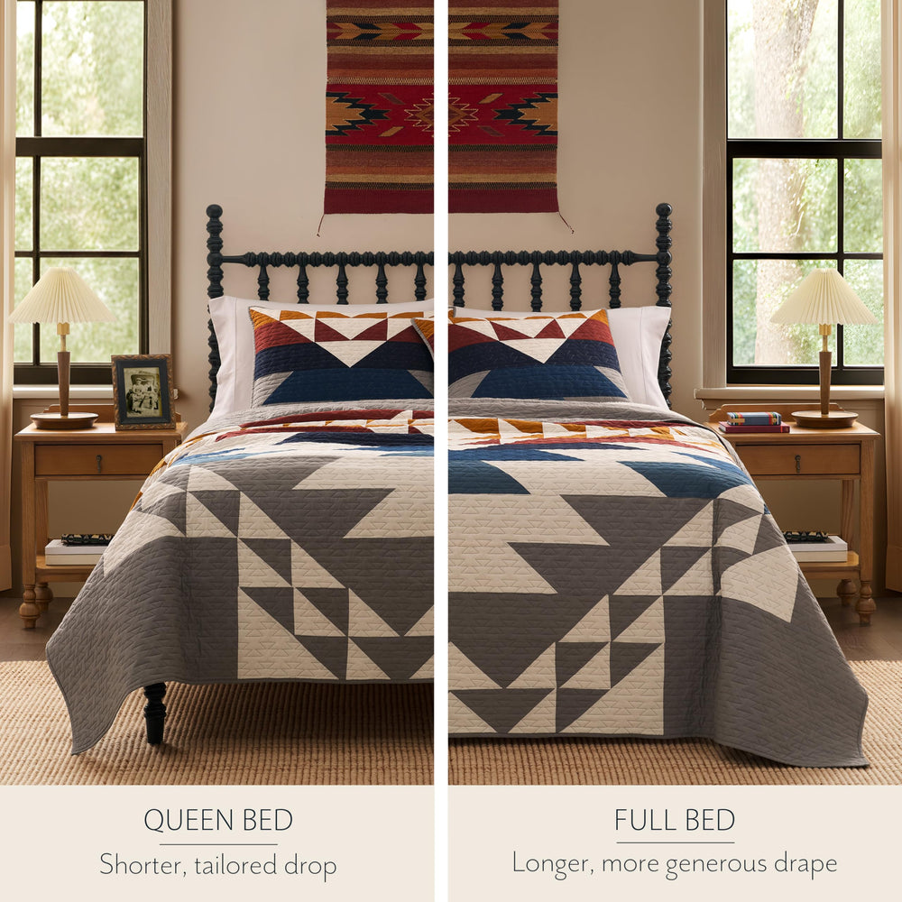 Pendleton retombée sur lit full/queen, montre proportions et couvrance