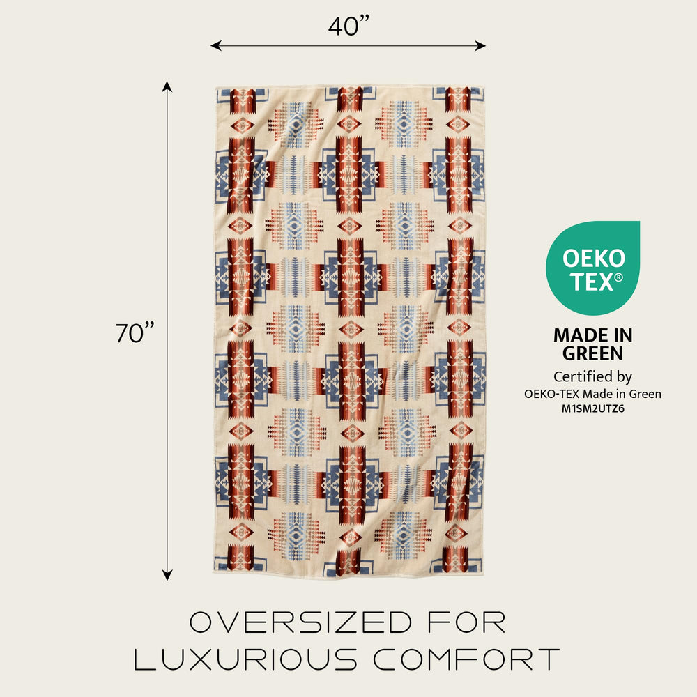 Pendleton serviette pliée montrant épaisseur et durabilité au lavage