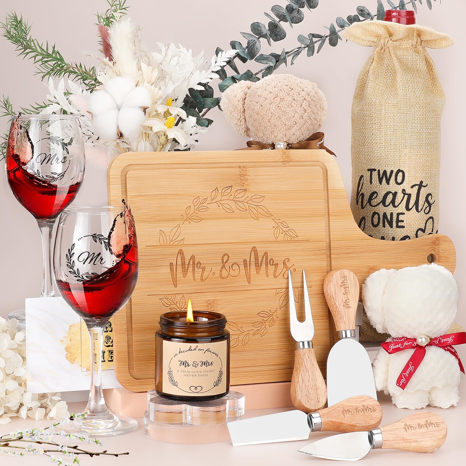 pengtai coffret ouverture avec planche et accessoires pour cadeau mariage, présentation soignée