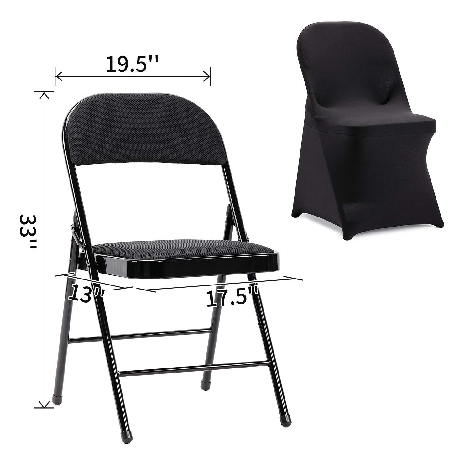 Peomeise housse installée sur chaise pliable montrant tenue nette