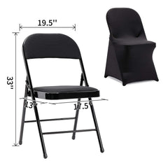 Peomeise housse installée sur chaise pliable montrant tenue nette