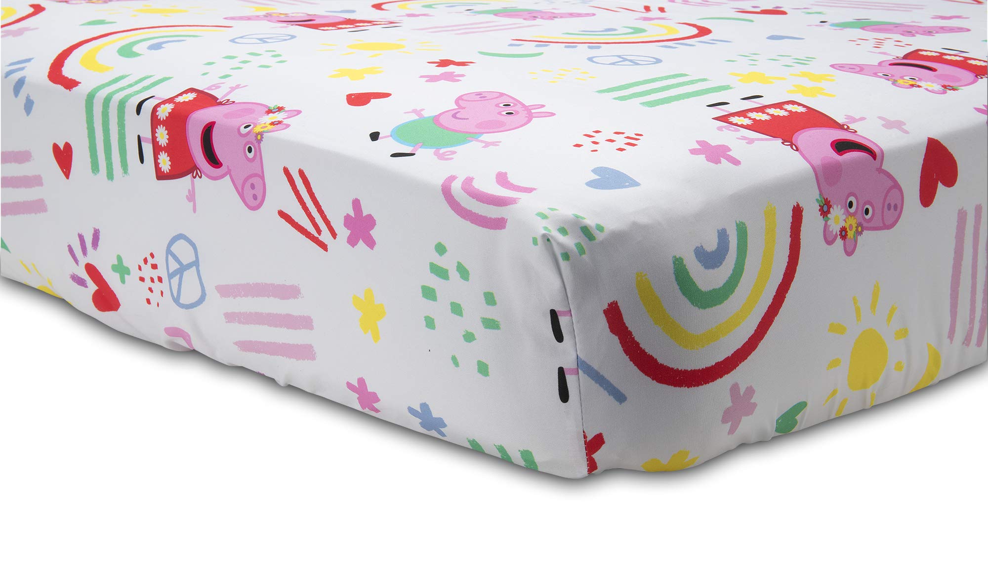 Peppa Pig drap housse et drap plat installés pour ajustement précis