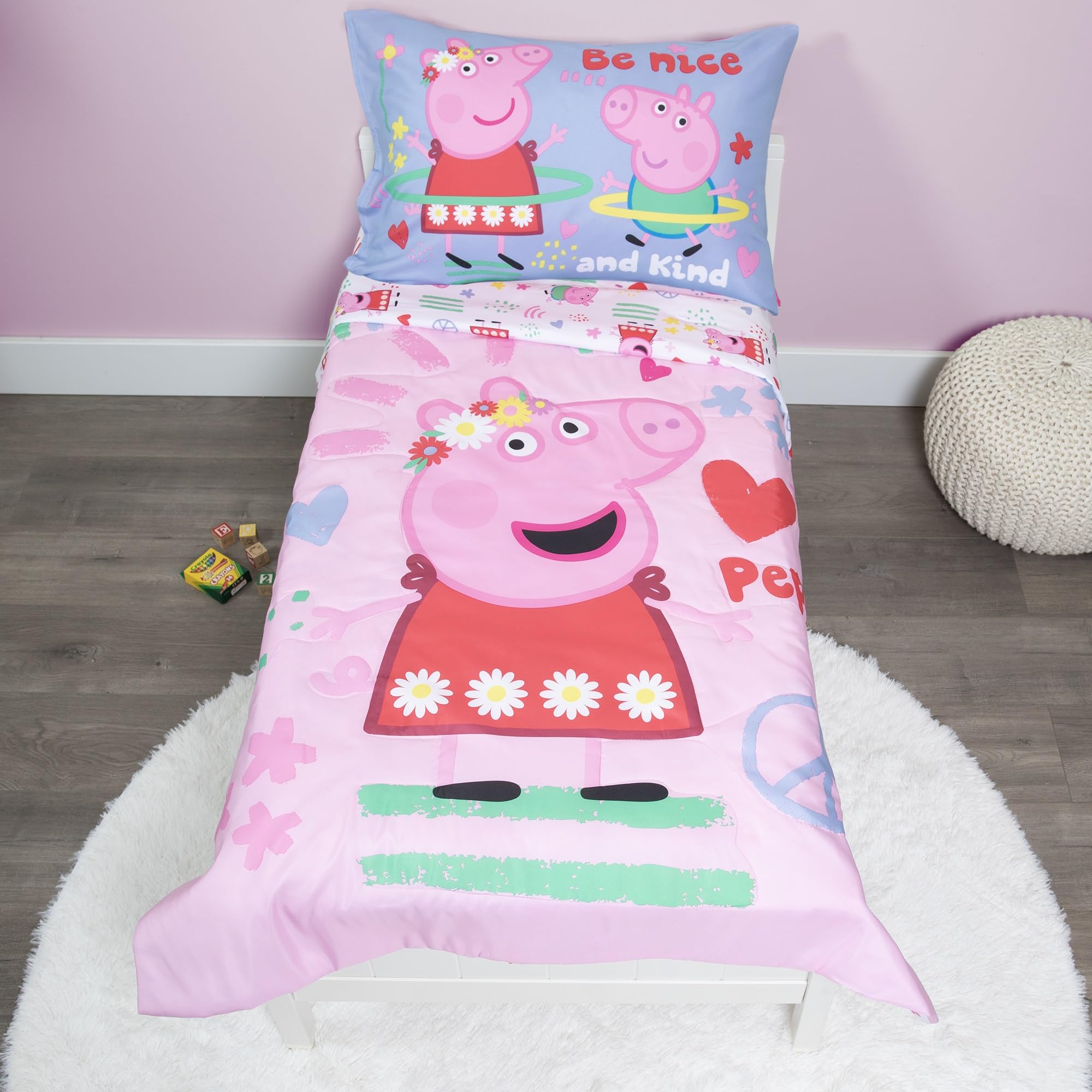 Peppa Pig gros plan texture tissu en polyester doux et facile d'entretien