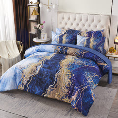 PERFEMET couette imprimée marbré bleu montrant design apaisant