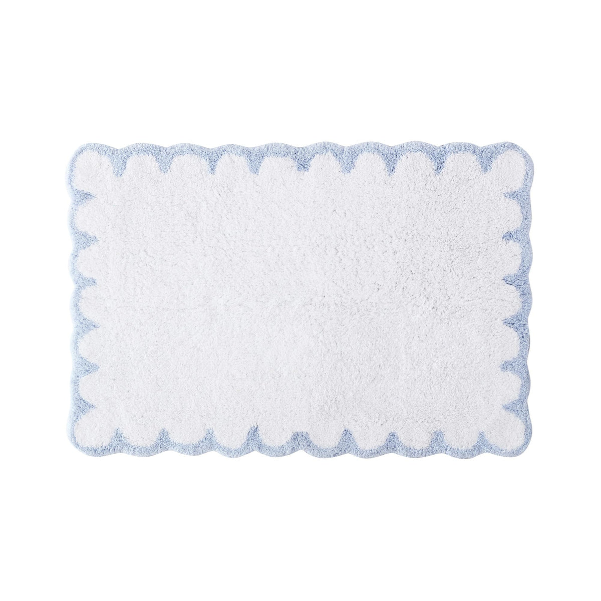 Peri Home tapis de bain face avant blanc avec liseré bleu pour une salle de bains élégante