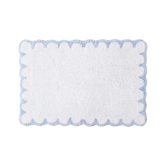 Peri Home tapis de bain face avant blanc avec liseré bleu pour une salle de bains élégante
