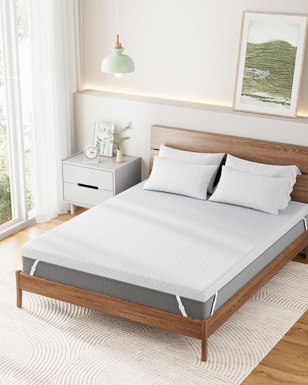 PERLECARE surmatelas compressé dans son emballage prêt à déployer