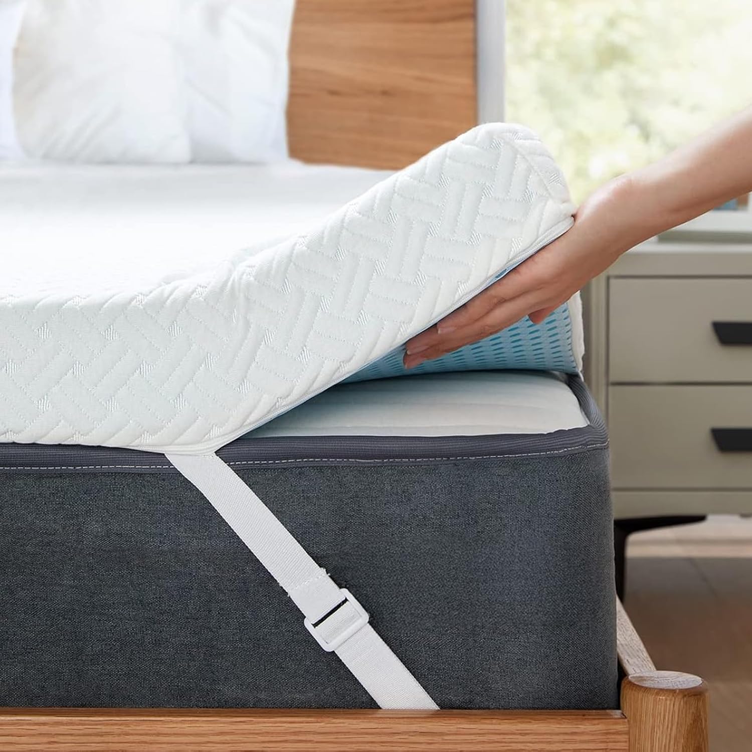 PERLECARE face avant du surmatelas montrant confort et finition