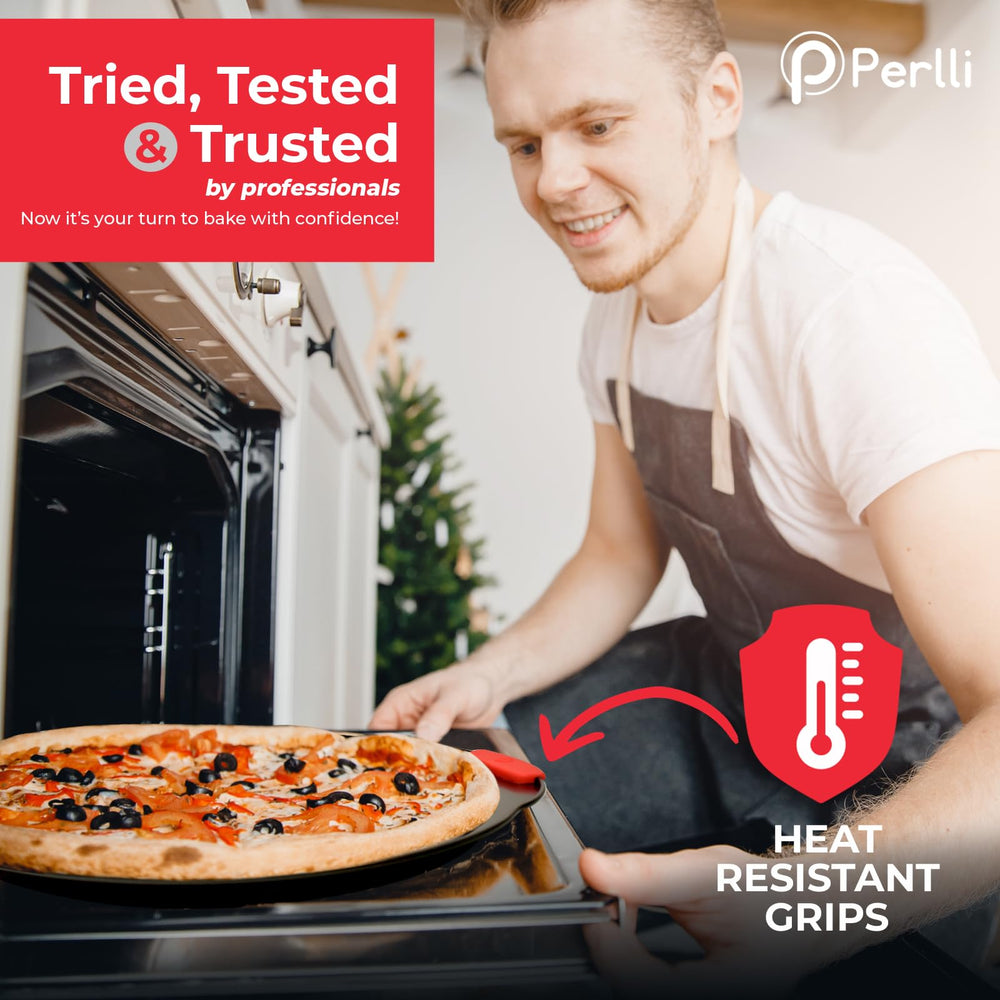 PERLLI plaque pizza et moule à tarte prêtes pour préparation maison