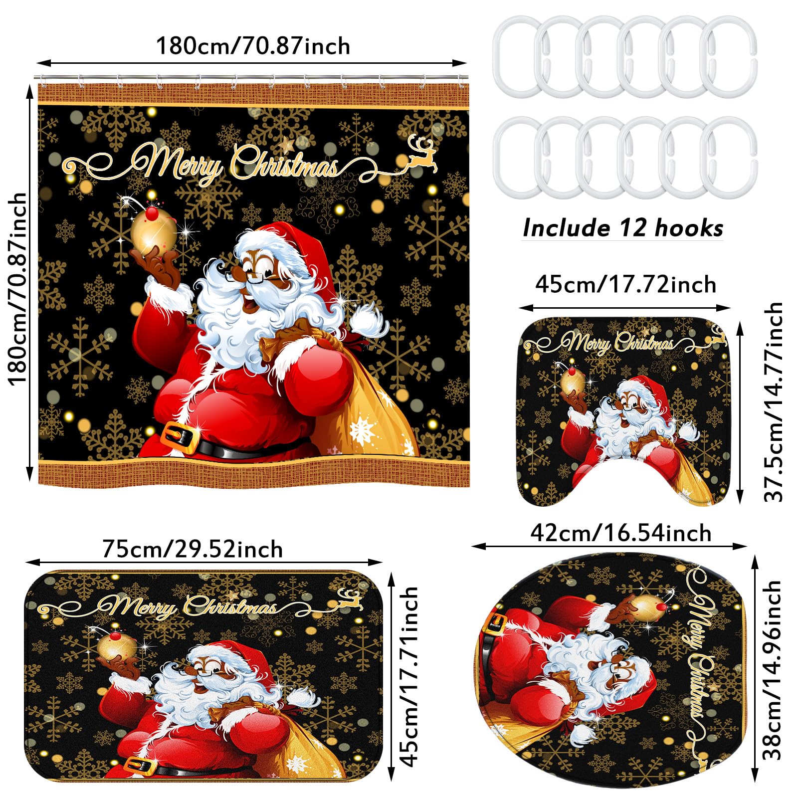 Peryiter gros plan motif Père Noël et flocons, attrait visuel festif