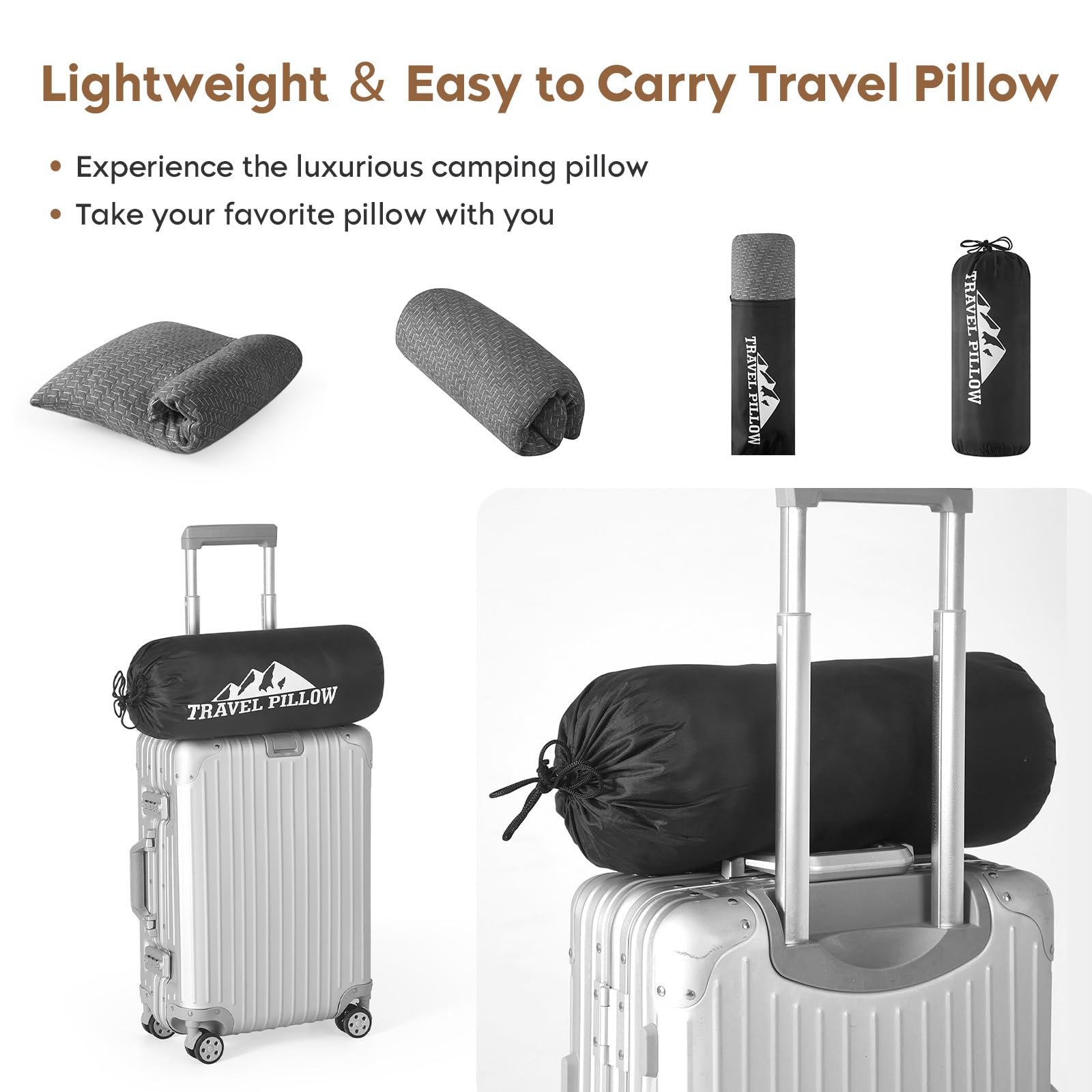 PEUJEW coussin compressé dans son sac pour transport facile