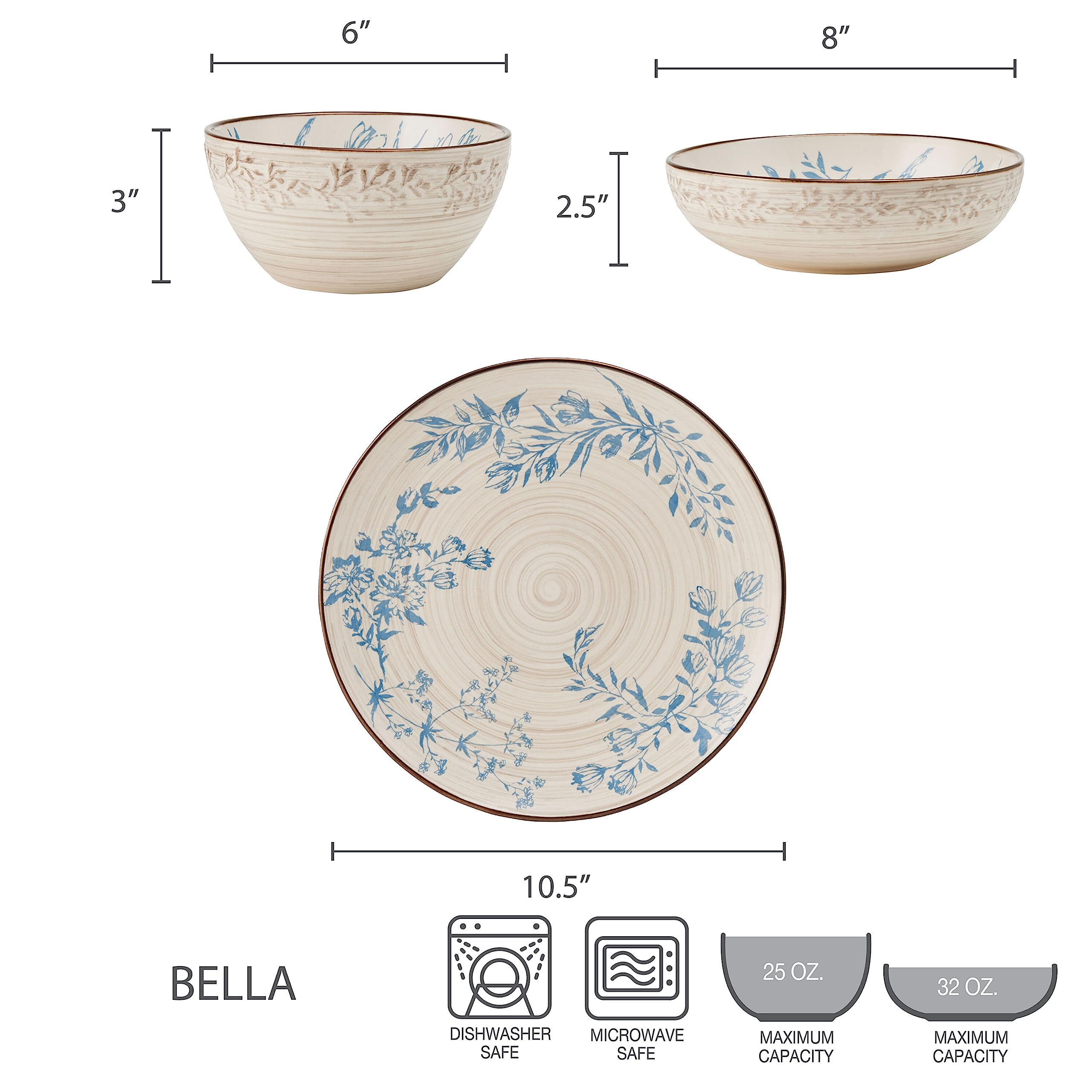 Pfaltzgraff Bella assiette principale gros plan illustrant design et solidité