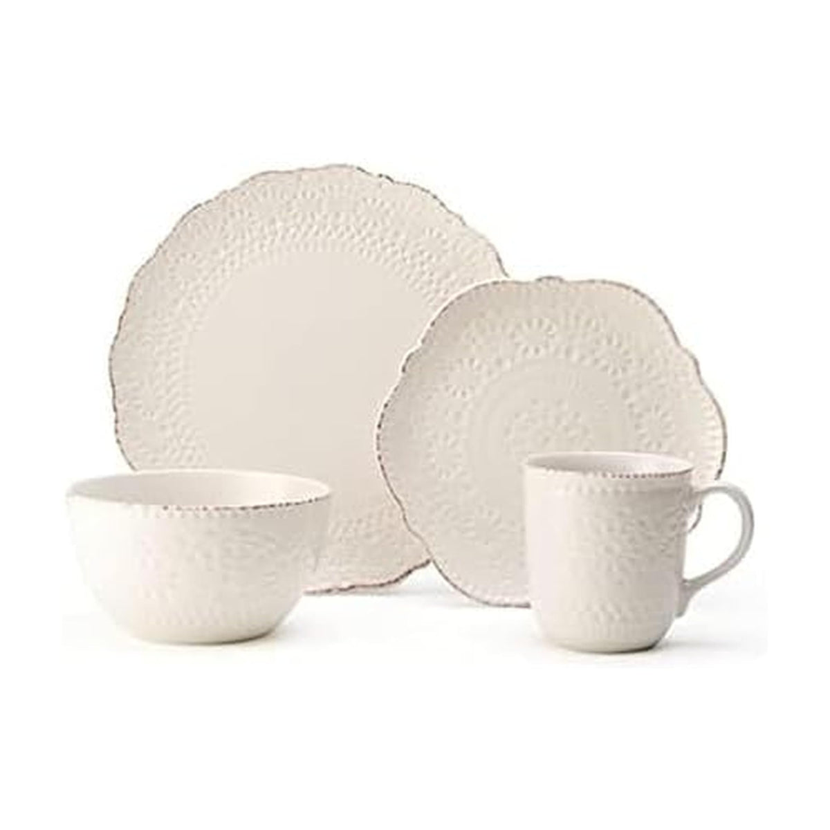 Pfaltzgraff vue avant des assiettes crema pour présentation élégante