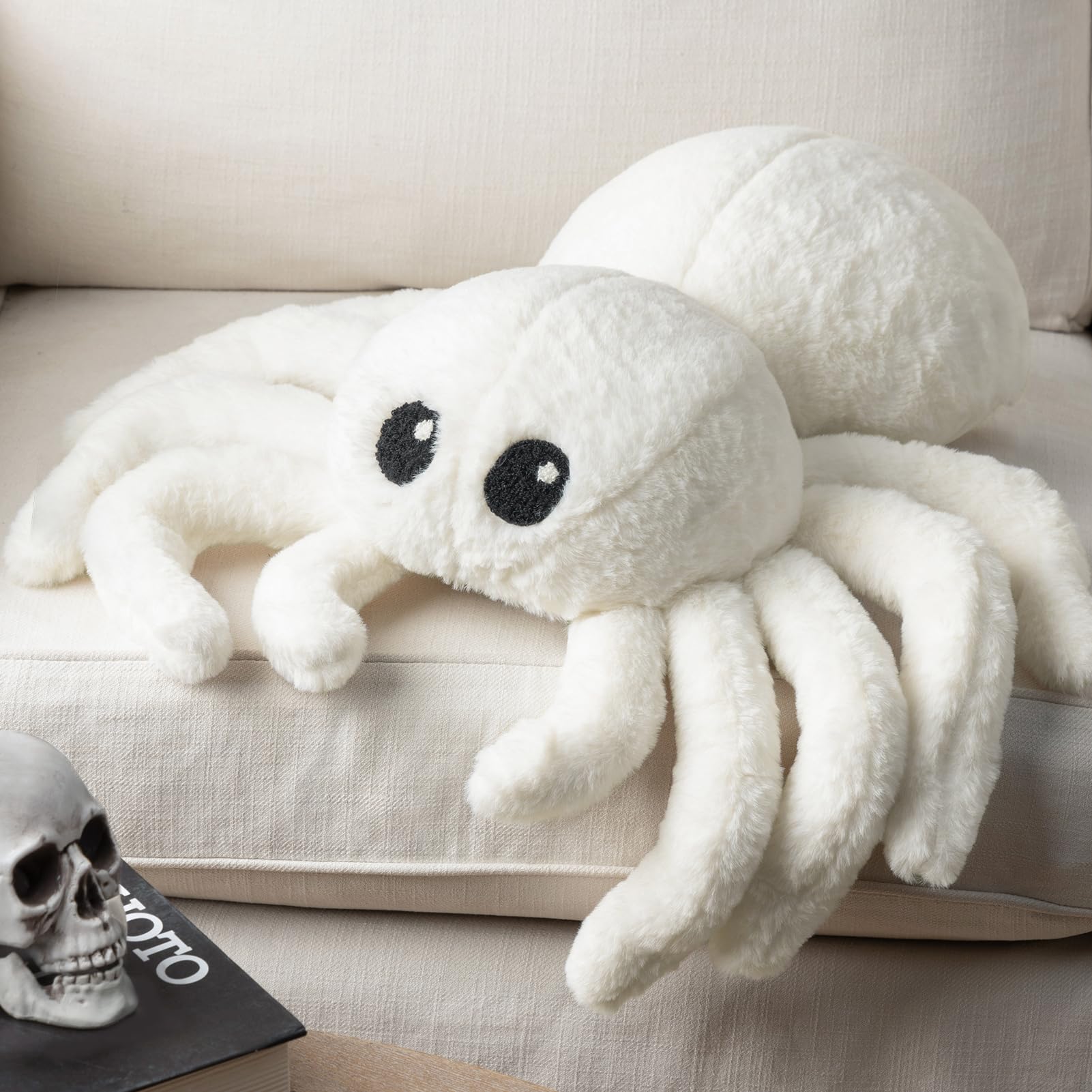 Phantoscope coussin araignée vue de face, décoration Halloween accueillante