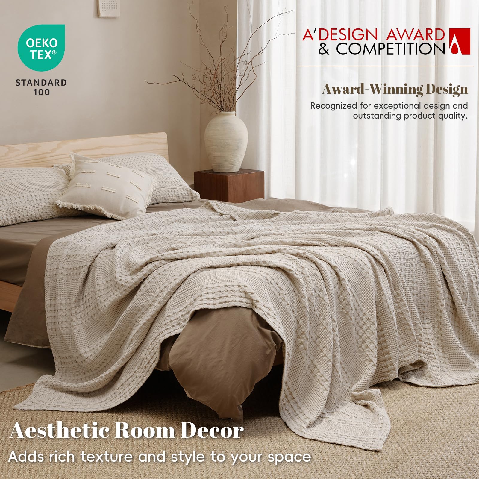 PHF scène intérieure décor taupe clair harmonisant la chambre