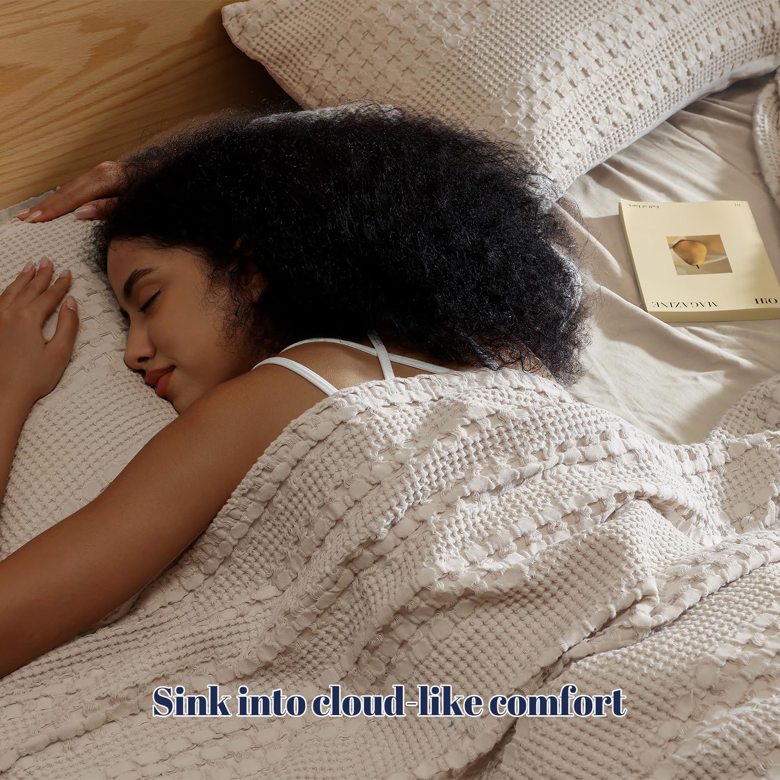PHF gros plan tissage waffle montrant relief et finition haut de gamme