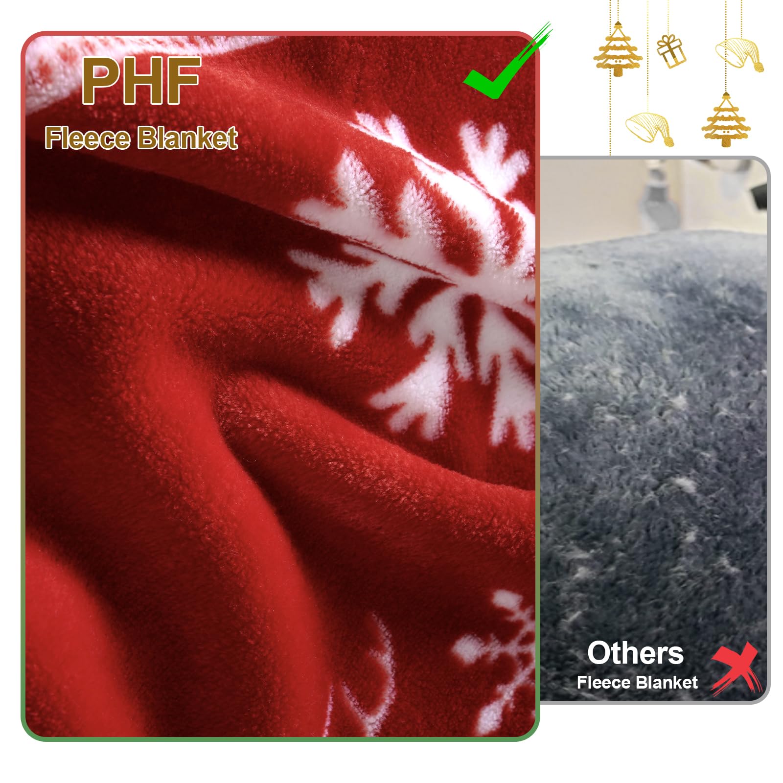 PHF plaid posé sur lit King, couvre grand lit avec style festif