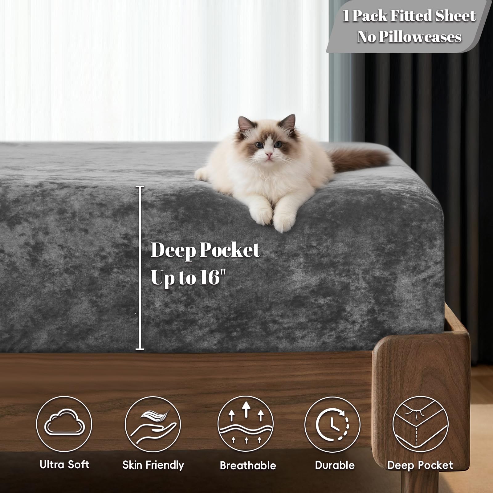 PHF Truly Velvet bord de poche profond illustrant compatibilité matelas épais