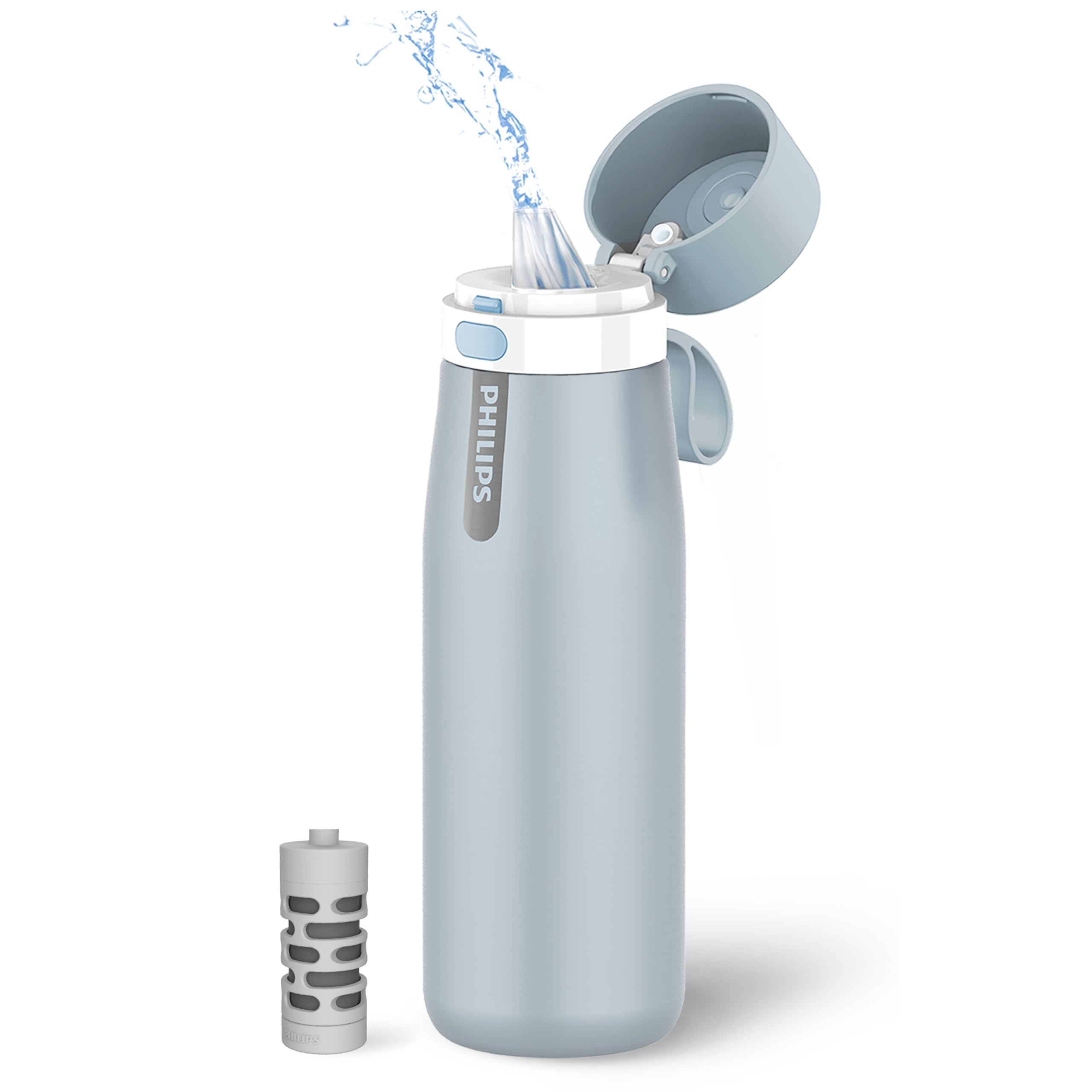 PHILIPS bouteille avant packaging montrant capacité et couleur bleue durable