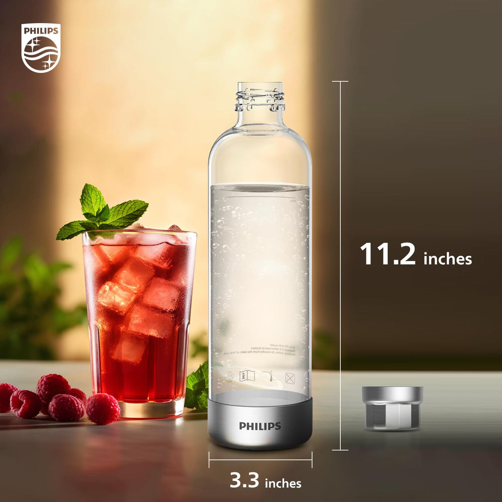 PHILIPS bouteille 1L dans réfrigérateur illustrant gain de place pratique