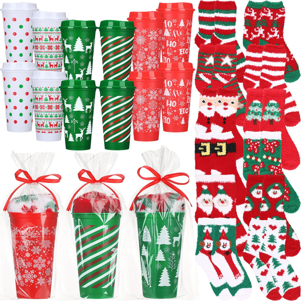 Pickmesh coffret 12 pièces présenté prêt à offrir montrant tasses et chaussettes