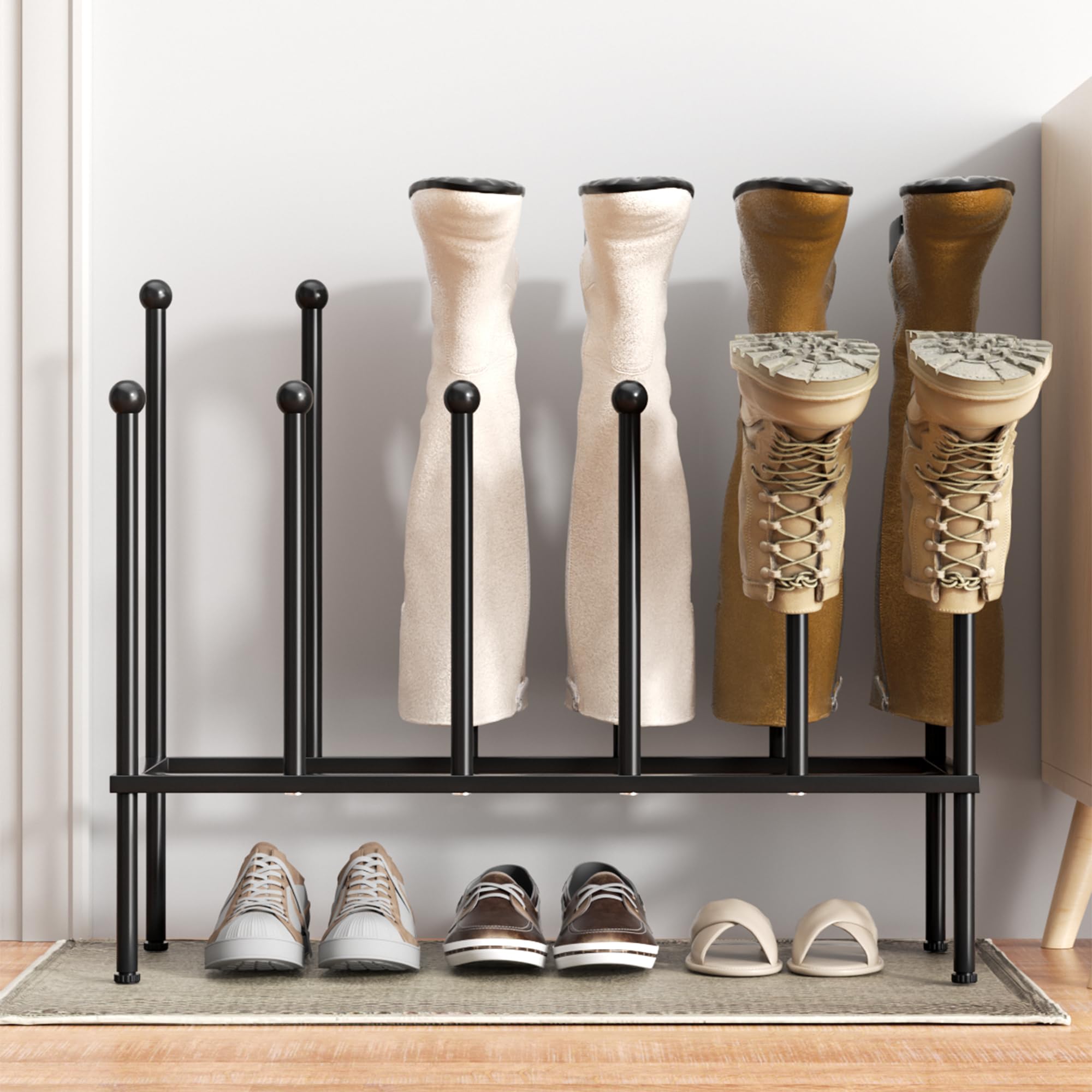 pickpiff vue avant du rack bottes noir, organisation optimisée
