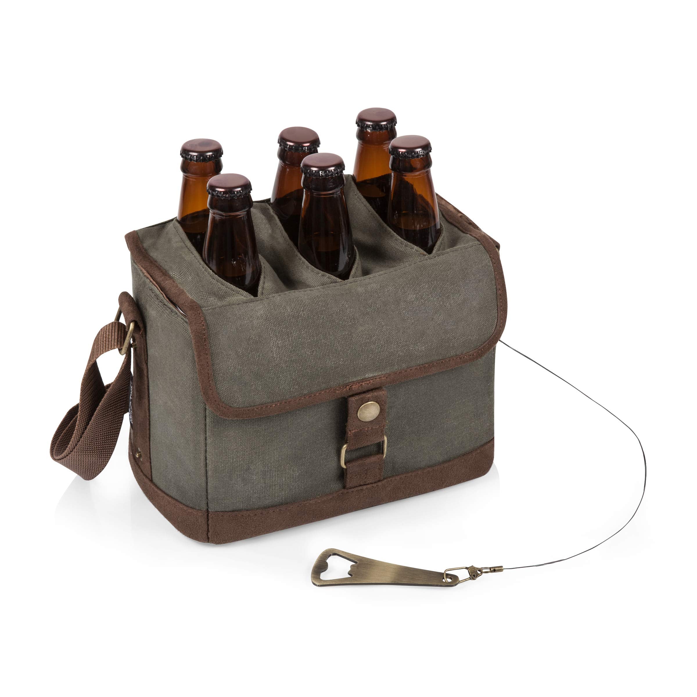 PICNIC TIME face avant du Beer Caddy montrant le design khaki et la poignée pratique