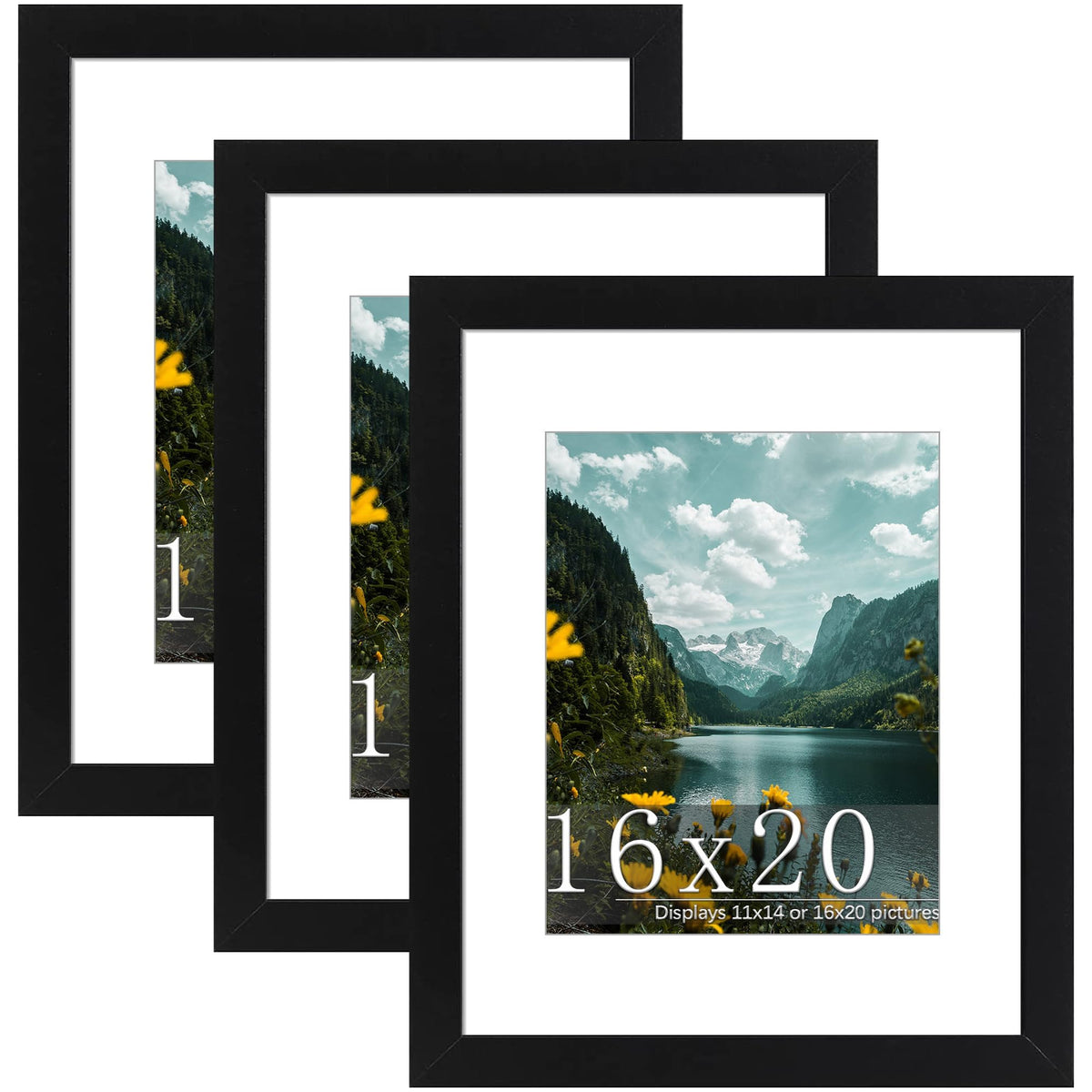 Picrit cadre 16x20 face avant noir élégant pour mise en valeur des posters