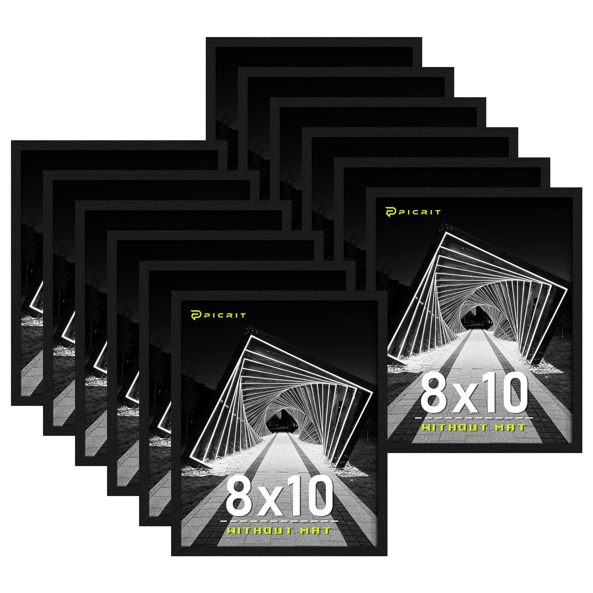 Picrit cadre 8x10 face avant noir grainé montrant une présentation élégante
