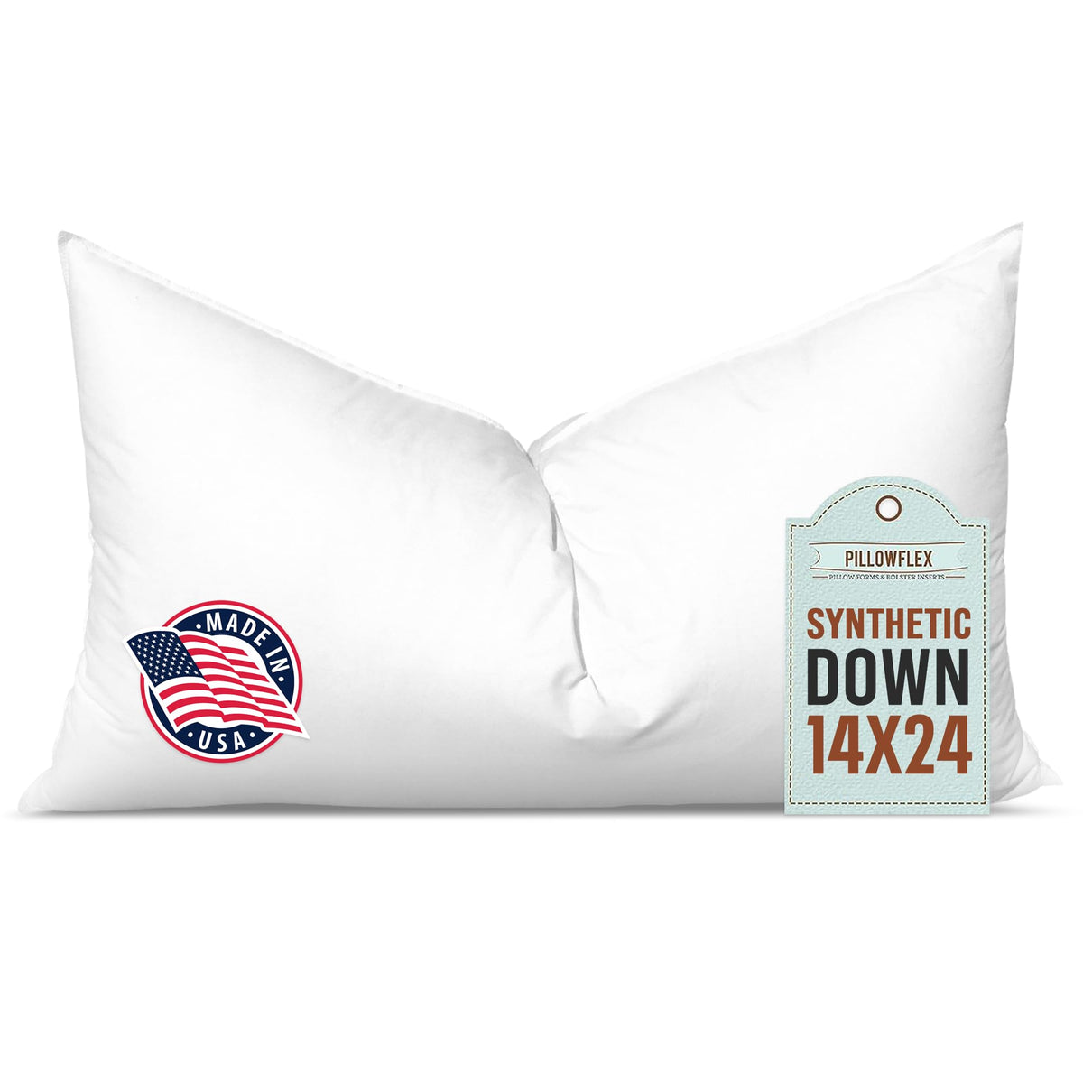 Pillowflex vue avant de l'emballage montrant format 14x24 et finition