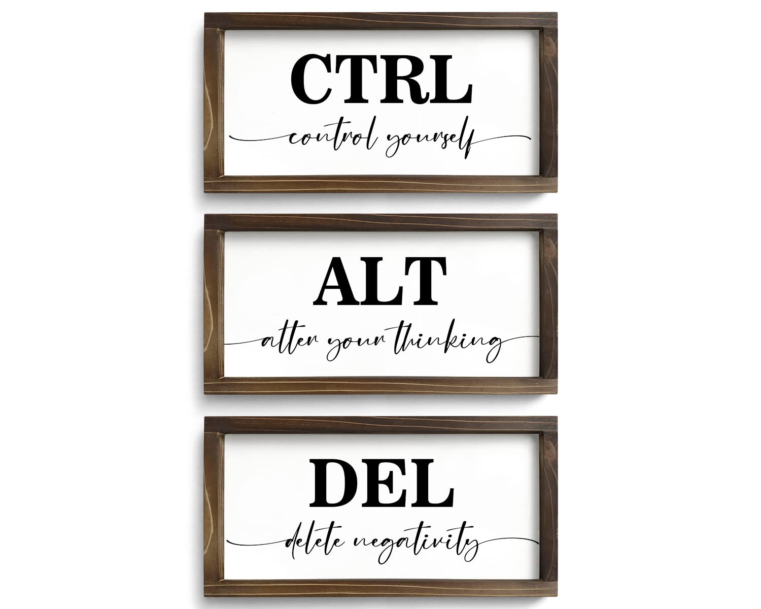 Pinetree Art ensemble trois plaques face montrant messages motivants, apporte inspiration