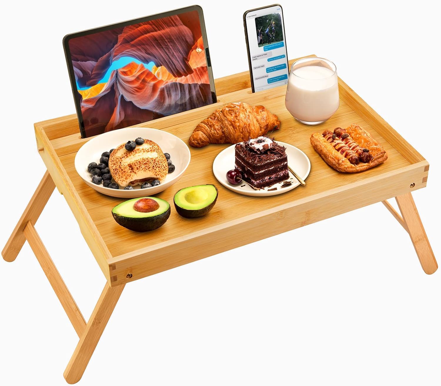 Pipishell vue avant du plateau en bambou, stabilité et style