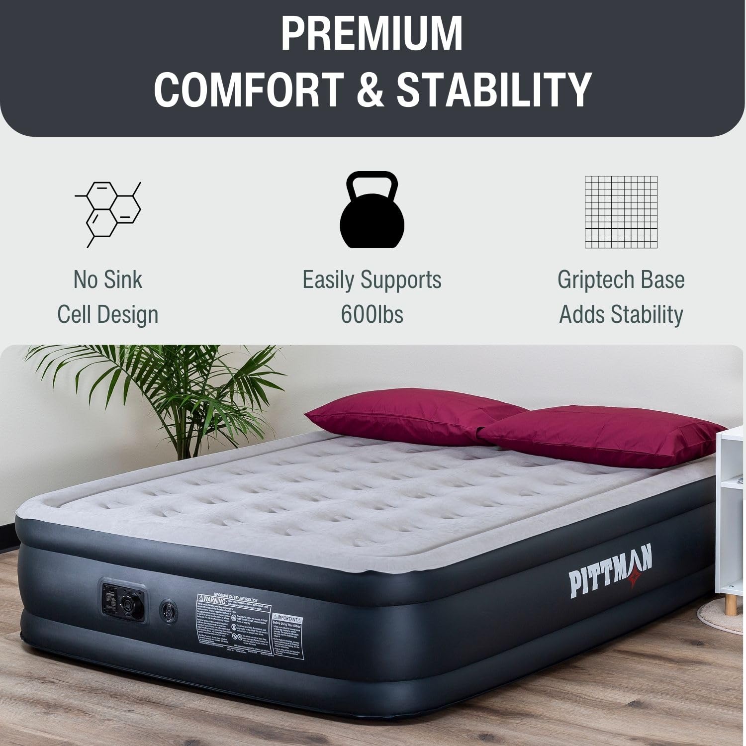Pittman Outdoors comparaison taille avec chaise, échelle claire