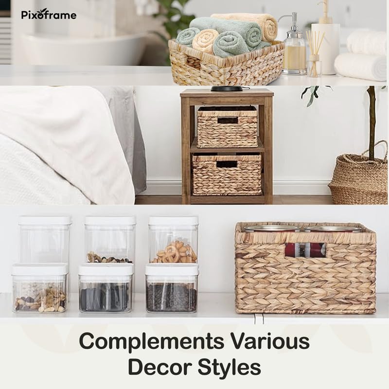 Panier Pixoframe posé sur table rustique ajoutant charme décoratif