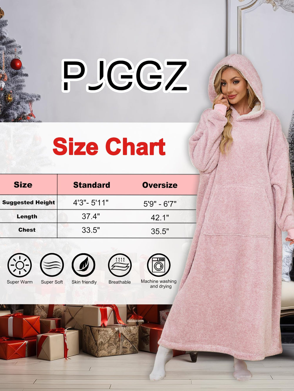 PJGGZ comparaison de taille sur personne, ajustement et couverture complète