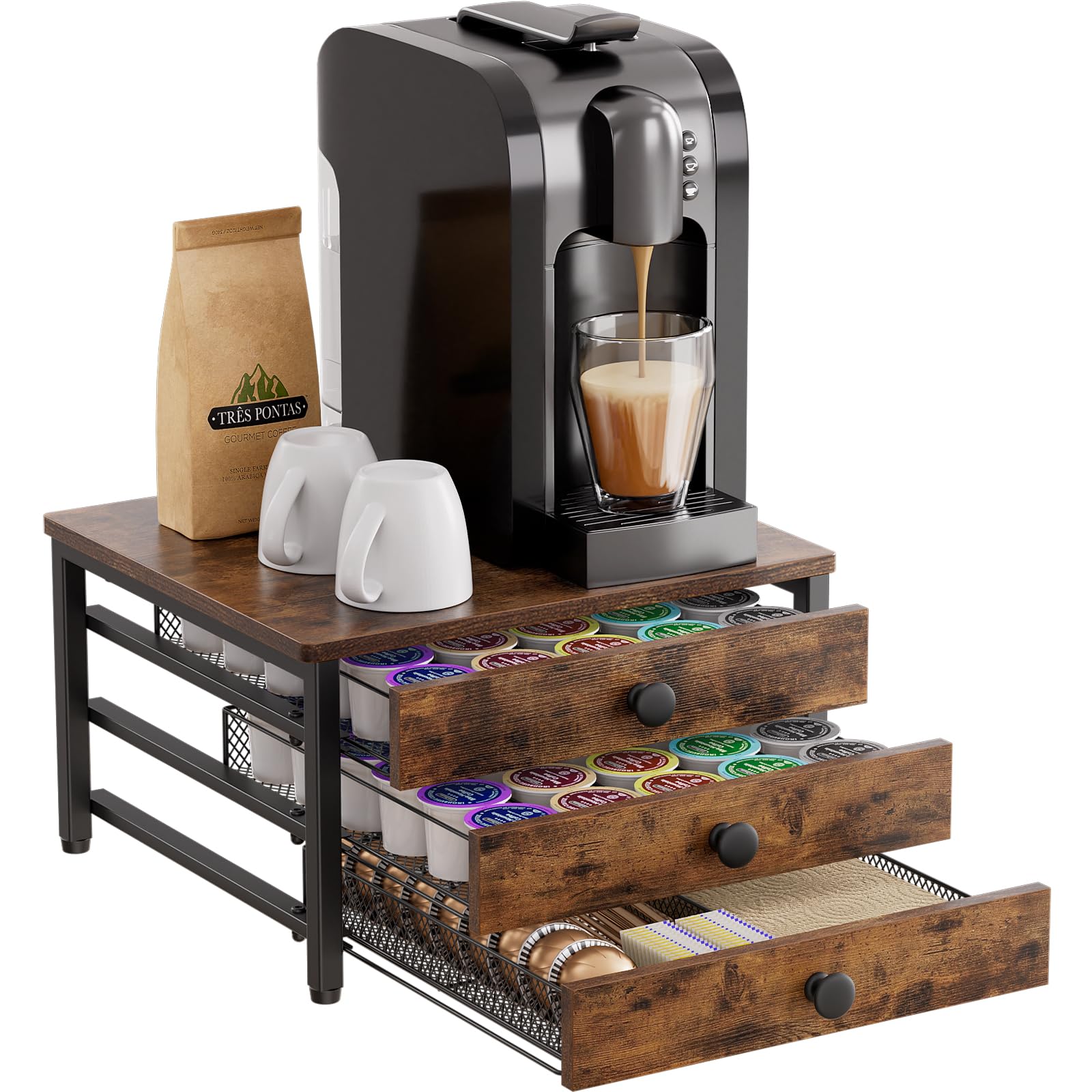 Plaviya vue avant du support K-Cup, rangement ordonné immédiat