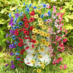 Playieer vue frontale des fleurs suspendues, ajoute couleur durable