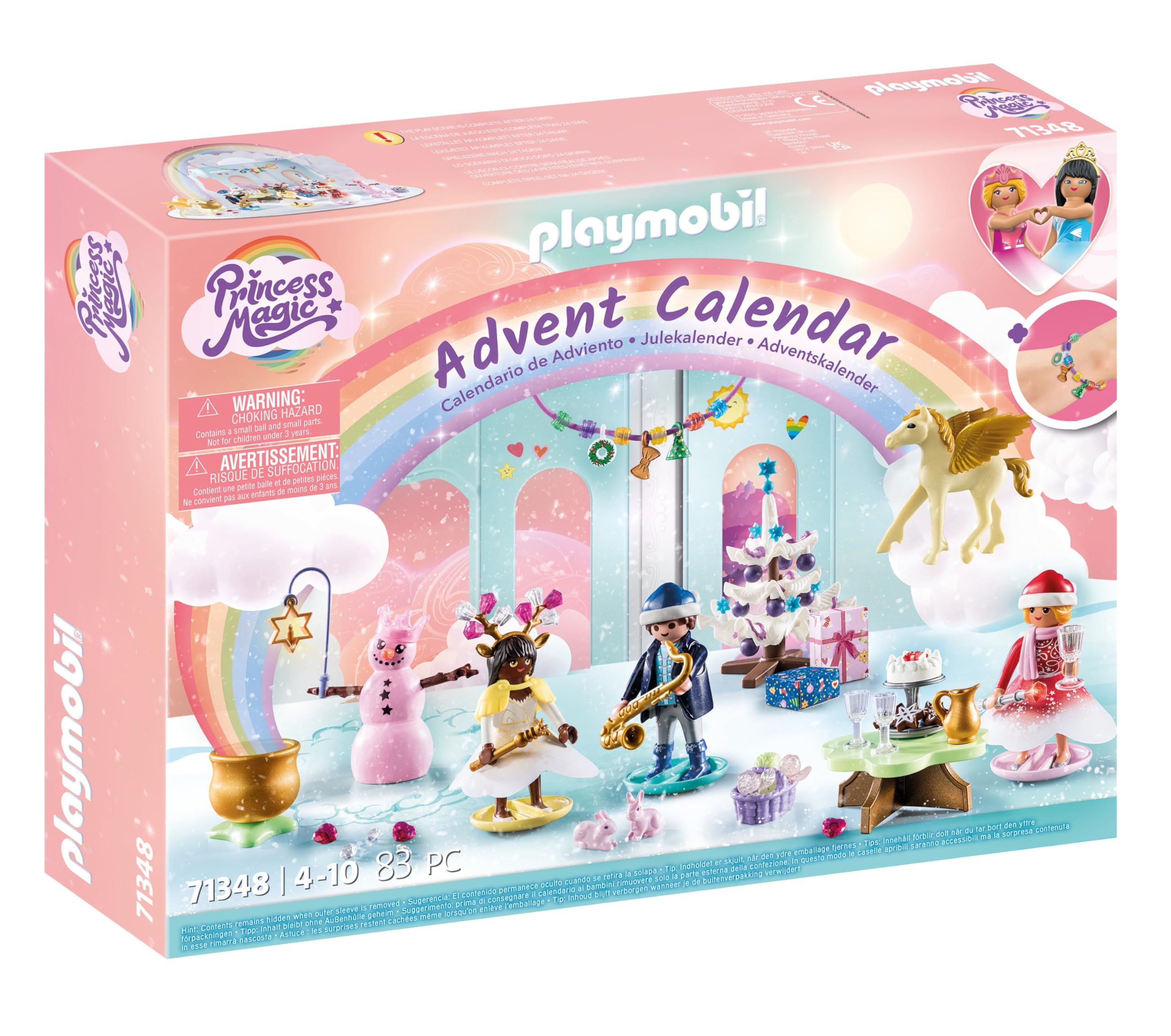 Playmobil boîte du calendrier Christmas Under the Rainbow montrant la scène complète