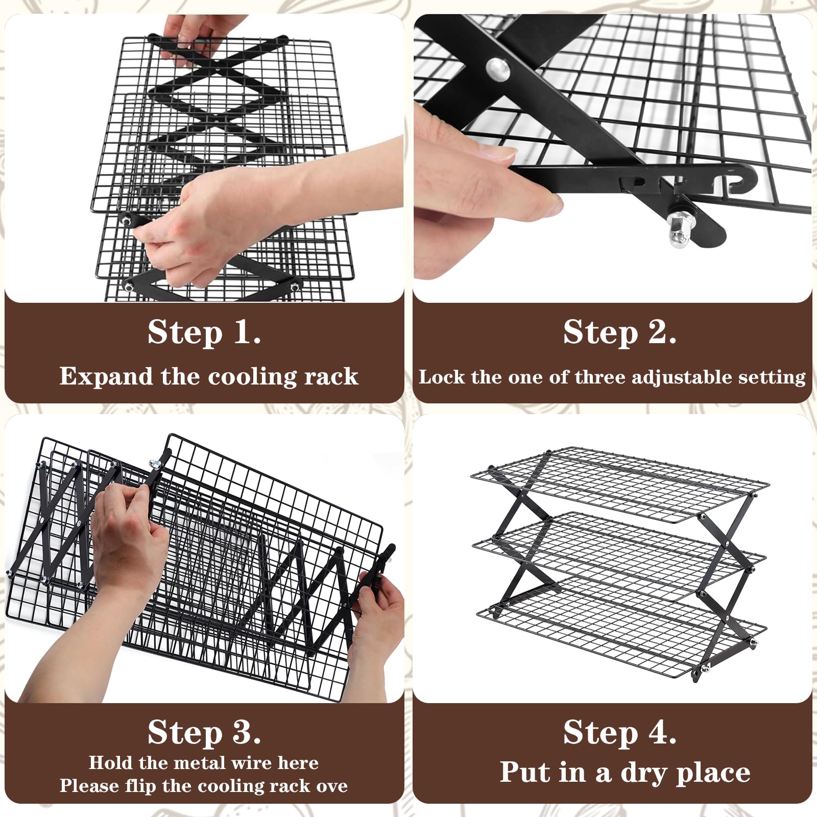 Pleafind grille pliée illustrant rangement plat et économie d'espace