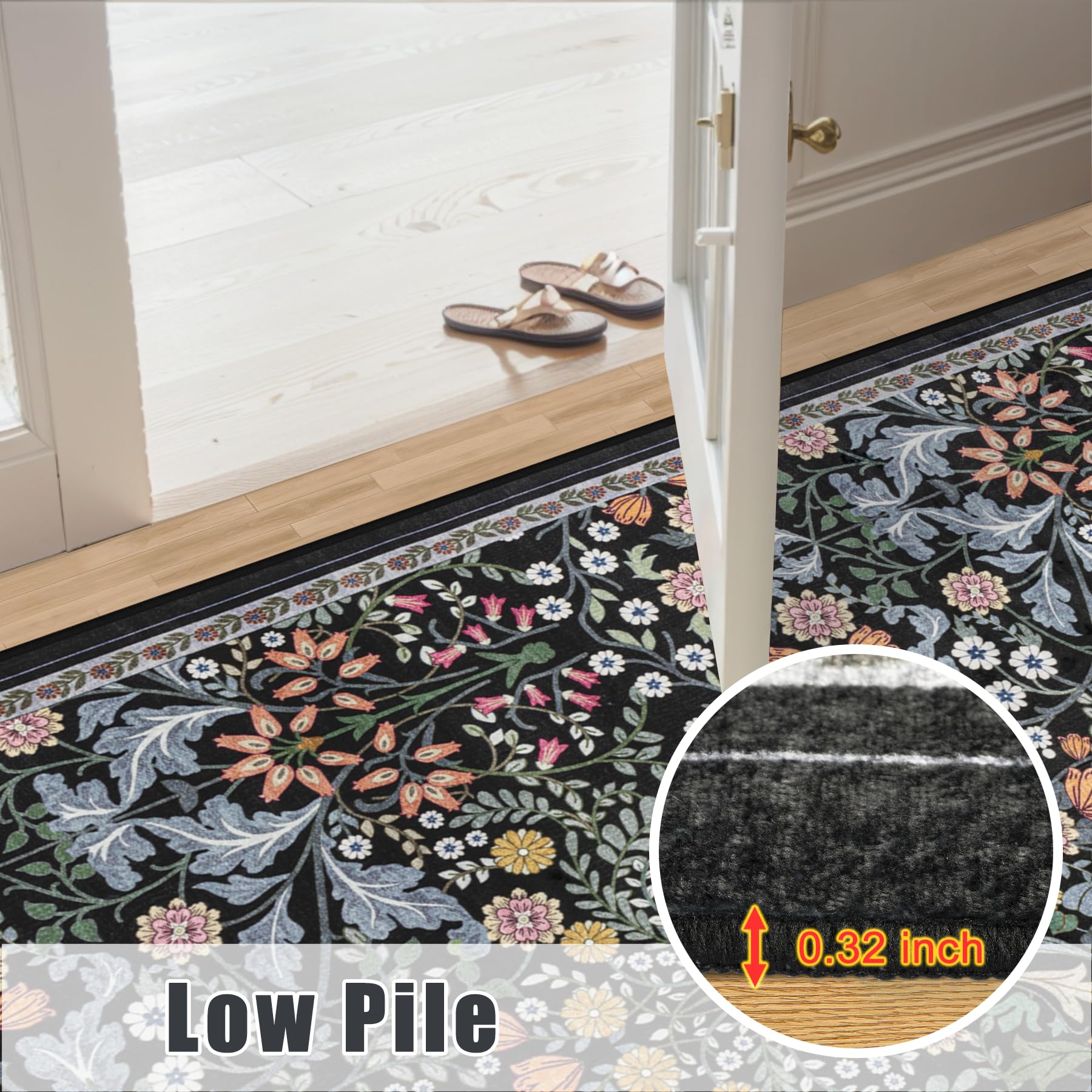 PLHXFR tapis plié prêt pour lavage en machine, facilite l'entretien