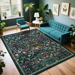 PLHXFR face avant du tapis 6x9 montrant design floral et ambiance chaleureuse