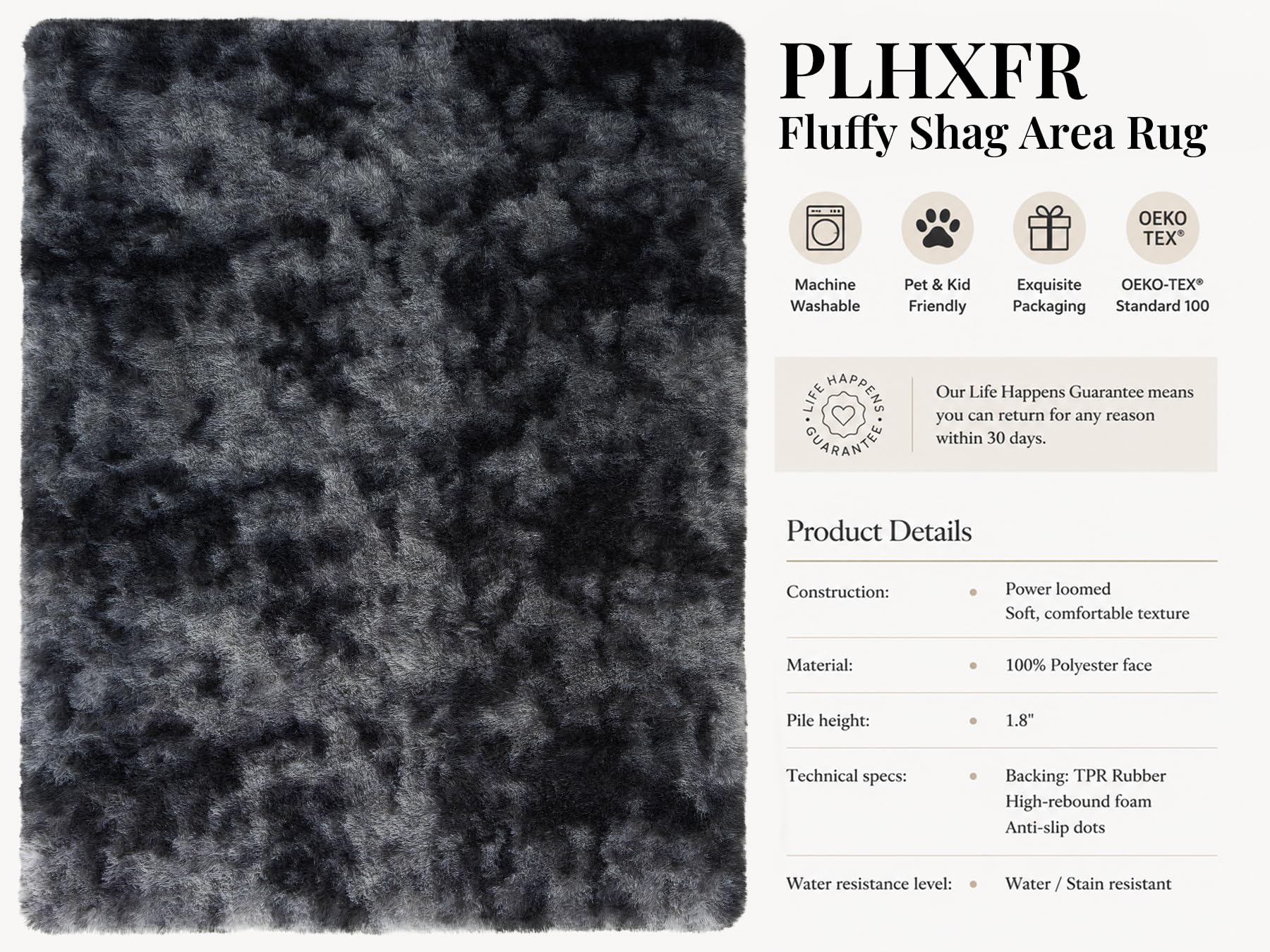PLHXFR dessous antidérapant avec feutre et pastilles latex pour meilleure adhérence