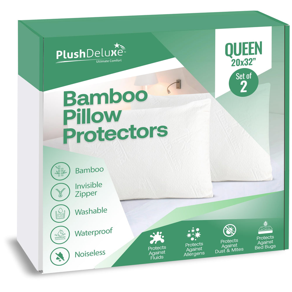 PlushDeluxe emballage avant montrant lot de 2 housses, protection claire