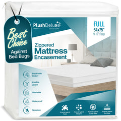PlushDeluxe housse matelas Full face avant montrant protection intégrale