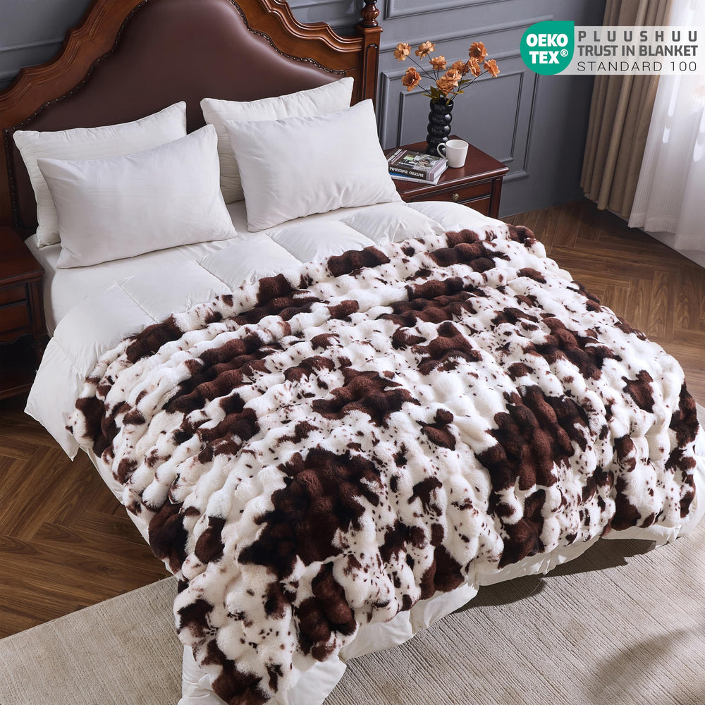 PLUUSHUU motif vache marron gros plan pour accent décoratif chaleureux